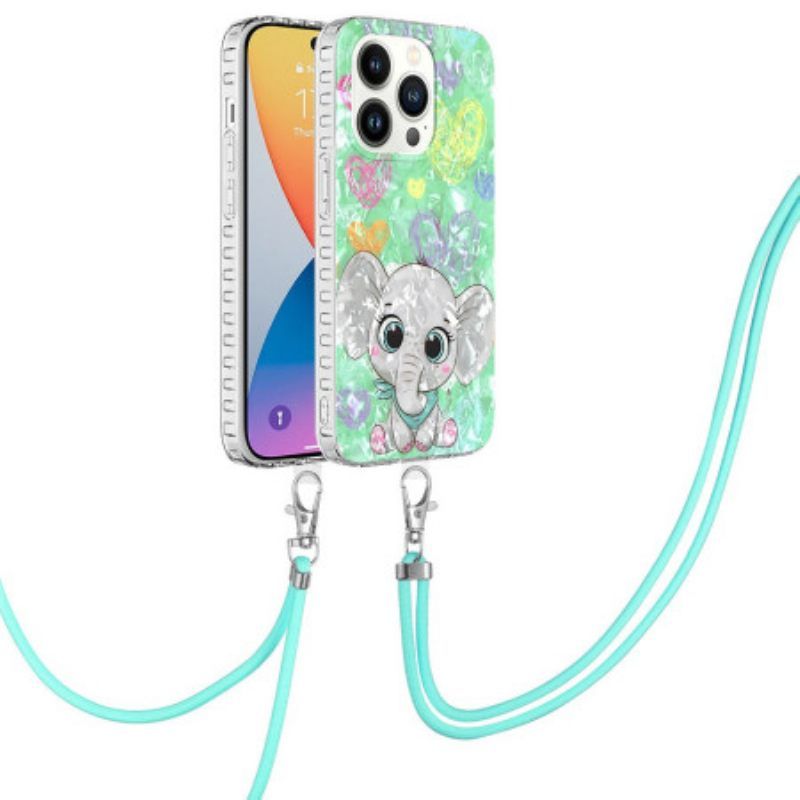 θηκη κινητου iPhone 14 Pro με κορδονι Corded Elephant Style